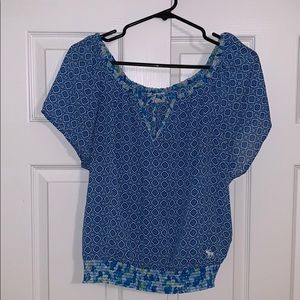 Blue Paisley Slight Off Shoulder Top